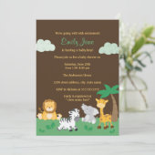 Oerwoud Safari Boy Baby shower Uitnodigen Kaart (Staand voorkant)