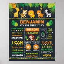 Oerwoud Safari Boy Birth Stats Birthday Milestone