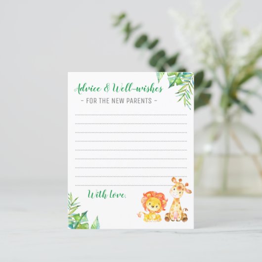 Oerwoud Safari Boy Shower New Parents Advice Kaart (Staand voorkant)