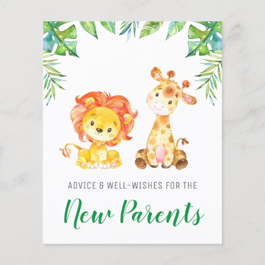 Oerwoud Safari Boy Shower New Parents Advice Kaart (Achterkant)