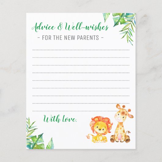 Oerwoud Safari Boy Shower New Parents Advice Kaart (Voorkant)