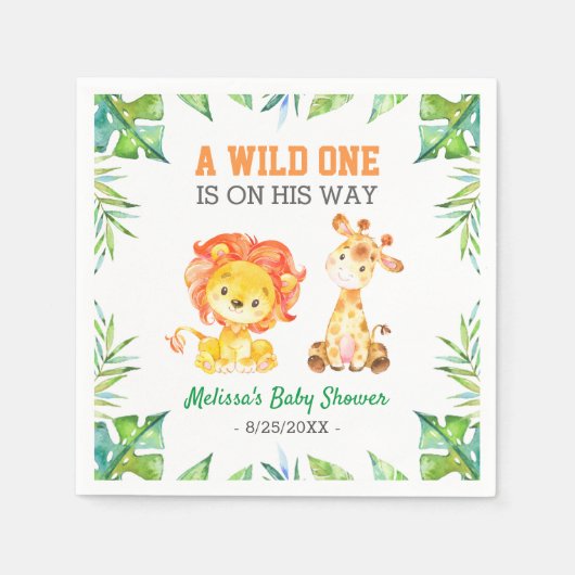 Oerwoud Safari Boy Wild One Baby shower Sprinkle Servet (Voorkant)