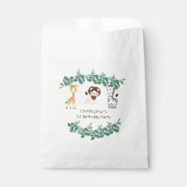 Oerwoud Safari Boys Giraffe Leeuw Zebra 1e Verjaar Bedankzakje