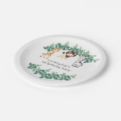 Oerwoud Safari Boys Giraffe Leeuw Zebra 1e Verjaar Papieren Bordje (Gekanteld)