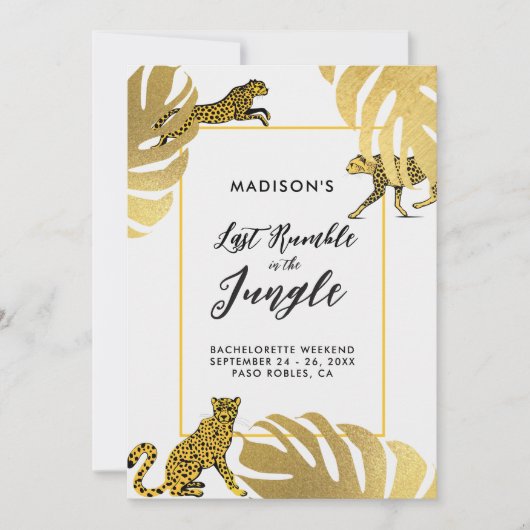 Oerwoud Safari Cheetah Gold Bachelorette Routebesc Kaart (Voorkant)