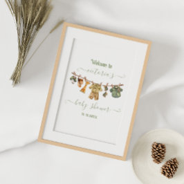 Oerwoud Safari Clothesline Baby shower Welkom Poster