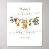 Oerwoud Safari Clothesline Baby shower Welkom Poster (Voorkant)