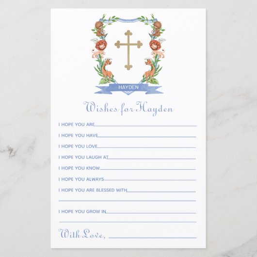 Oerwoud Safari Crest Baptism wil Baby (Voorkant)