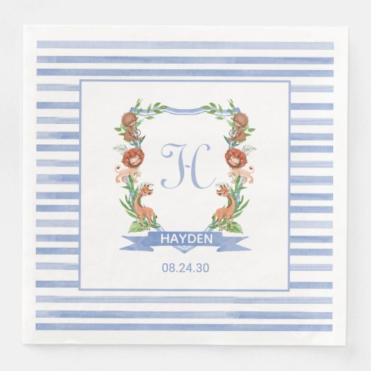 Oerwoud Safari Crest Boy Baby shower Servet (Voorkant)