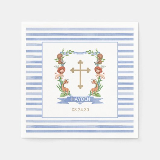 Oerwoud Safari Crest Boy Baptism Napkins Servet (Voorkant)