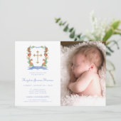 Oerwoud Safari Crest Photo Baptism Invitation Kaart (Staand voorkant)