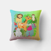 Oerwoud Safari Cute Animals Kinder Gepersonaliseer Kussen (Achterkant)