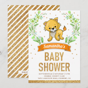 Oerwoud Safari Cute Lion Baby shower Kaart