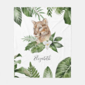 Oerwoud Safari Cute Lioness Persoonlijke naam Fleece Deken (Voorkant)