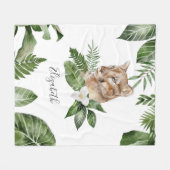 Oerwoud Safari Cute Lioness Persoonlijke naam Fleece Deken (Voorkant (Horizontaal))