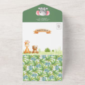 Oerwoud Safari Cute Wild Animals Boy Baby shower All In One Uitnodiging (Buitenkant)