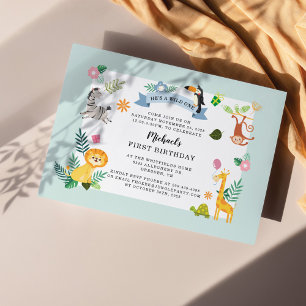 Oerwoud Safari Dier 1st Birthday Wild One Notitiekaartje