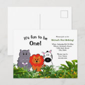 Oerwoud safari dier eerste verjaardag Fun 1 Briefkaart (Voorkant / Achterkant)