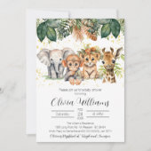 Oerwoud Safari Dier Elegant Baby shower Kaart (Voorkant)