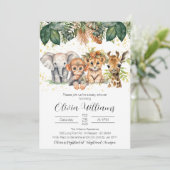 Oerwoud Safari Dier Elegant Baby shower Kaart (Staand voorkant)