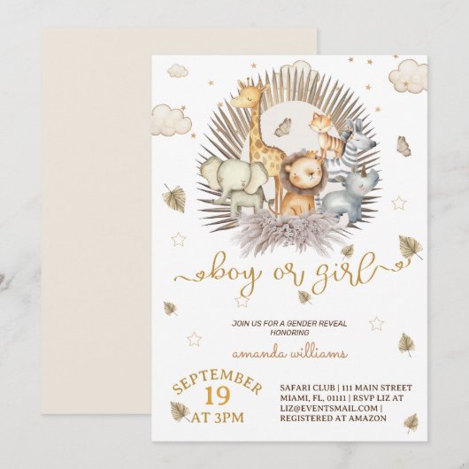 Oerwoud Safari Dier Geslacht onthullen Kaart (Voorkant / Achterkant)