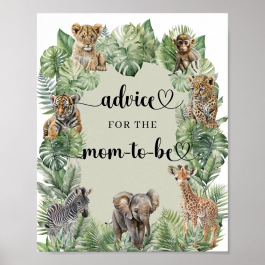 Oerwoud Safari Dieren Advies voor de aanstaande mo Poster (Voorkant)