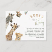 Oerwoud Safari Dieren Baby shower Boeken voor Baby Informatiekaartje (Voorkant)