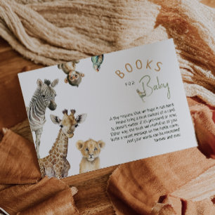 Oerwoud Safari Dieren Baby shower Boeken voor Baby Informatiekaartje