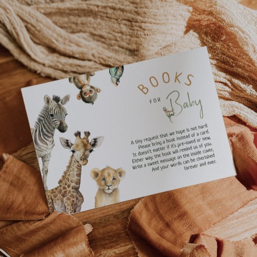 Oerwoud Safari Dieren Baby shower Boeken voor Baby Informatiekaartje