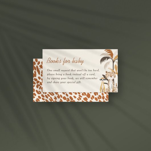 Oerwoud Safari Dieren Baby shower Boeken voor Baby Informatiekaartje