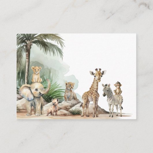 Oerwoud Safari Dieren Baby shower Boeken voor Baby Informatiekaartje (Achterkant)