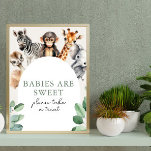 Oerwoud Safari Dieren Baby shower Neem een traktat Poster