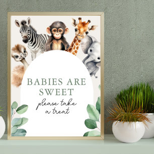 Oerwoud Safari Dieren Baby shower Neem een traktat Poster