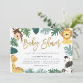 oerwoud safari dieren baby shower uitnodiging (Staand voorkant)