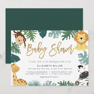 oerwoud safari dieren baby shower uitnodiging