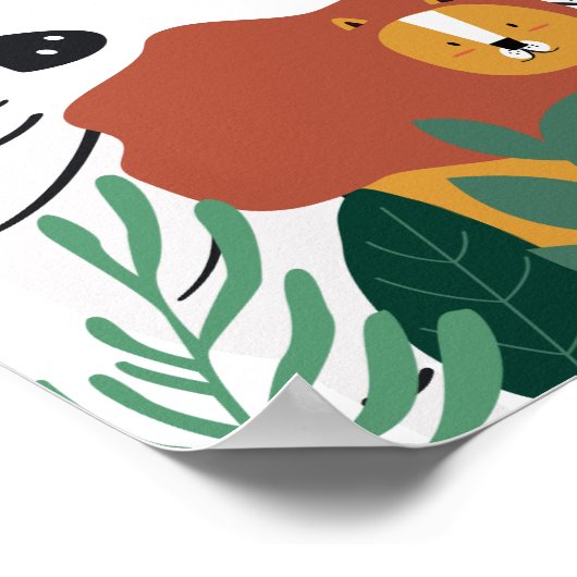 Oerwoud Safari Dieren Baby shower Welkomstbord Poster (Hoek)