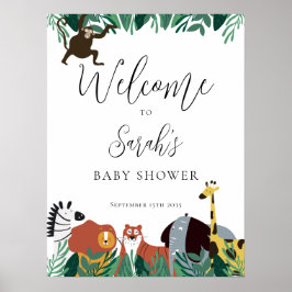 Oerwoud Safari Dieren Baby shower Welkomstbord Poster