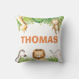 Oerwoud Safari Dieren Birth Stats Baby Boy Nursery Kussen