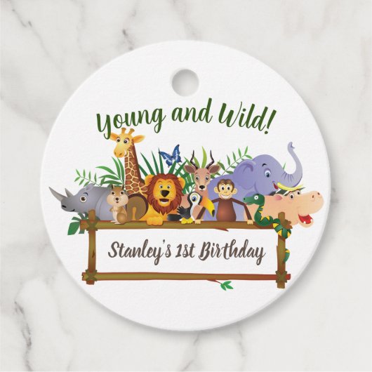 Oerwoud Safari Dieren Bos Kinderen Verjaardag Bedankjes Labels (Voorkant)