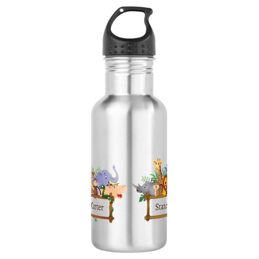 Oerwoud Safari Dieren Bos Waterverf Waterfles (Voorkant)