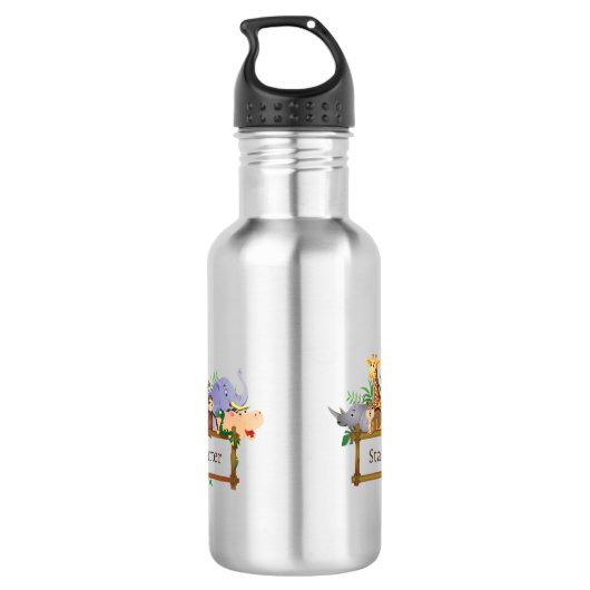 Oerwoud Safari Dieren Bos Waterverf Waterfles (Achterkant)