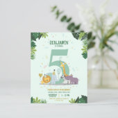 Oerwoud Safari Dieren Budget Verjaardagsuitnodigin (Staand voorkant)