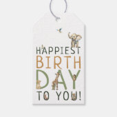 Oerwoud safari dieren gelukkigste verjaardag voor  cadeaulabel (Voorkant)