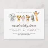 Oerwoud Safari Dieren Genderneutraal Baby shower Uitnodiging Briefkaart (Voorkant)