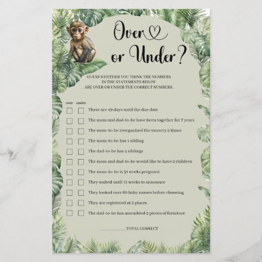 Oerwoud Safari Dieren Groen Over of Onder spel (Voorkant)