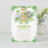 Oerwoud Safari Dieren Groen Verjaardagsfeest Kaart (Staand voorkant)