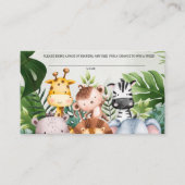 Oerwoud Safari Dieren Jongens Schattige Luierloof Informatiekaartje (Voorkant)