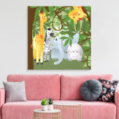 Oerwoud Safari Dieren Kinder kamer Canvas Print (Insitu (Woonkamer))