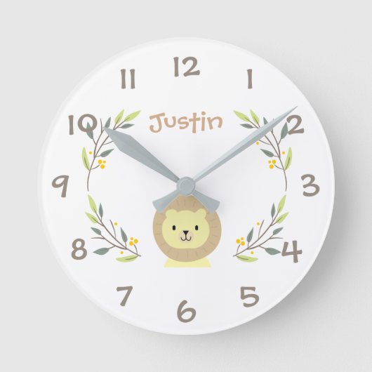 Oerwoud Safari Dieren Kinder Nursery Wall Clock Ronde Klok (Voorkant)