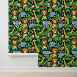 Oerwoud Safari Dieren Kinderen Peel en Stick Behang